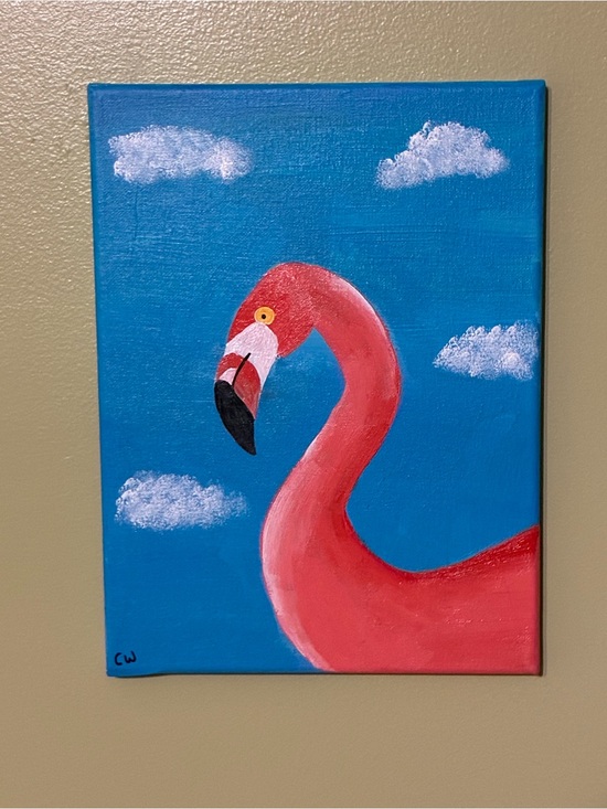 Hand Crafted Other - Pink Flamingo Acrylic Painting